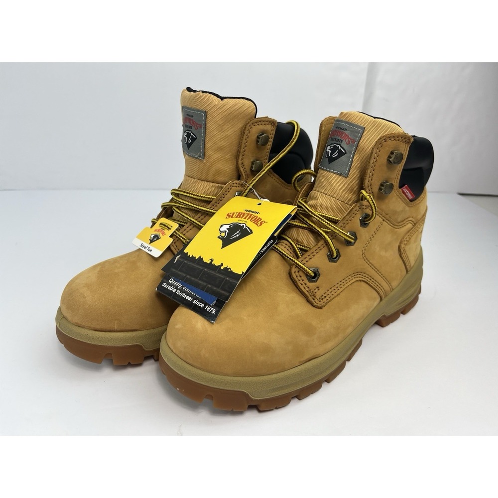 NEW Herman Survivors Mens Size 7W Boulder 6 Inch Steel Toe Work Boots Wheat